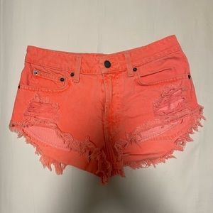 LF Carmar Denim Neon Orange Denim Shorts